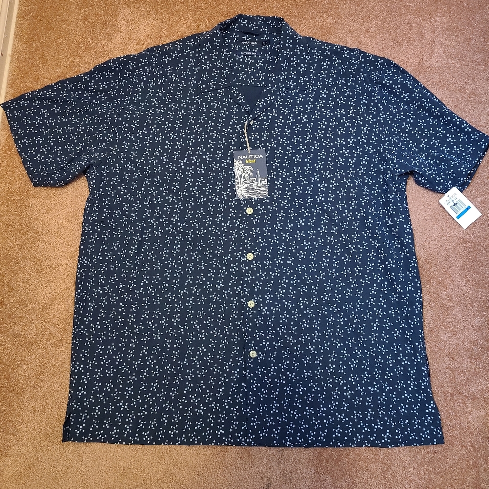 NWT Nautica 100% Silk Hawaiian Style Shirt